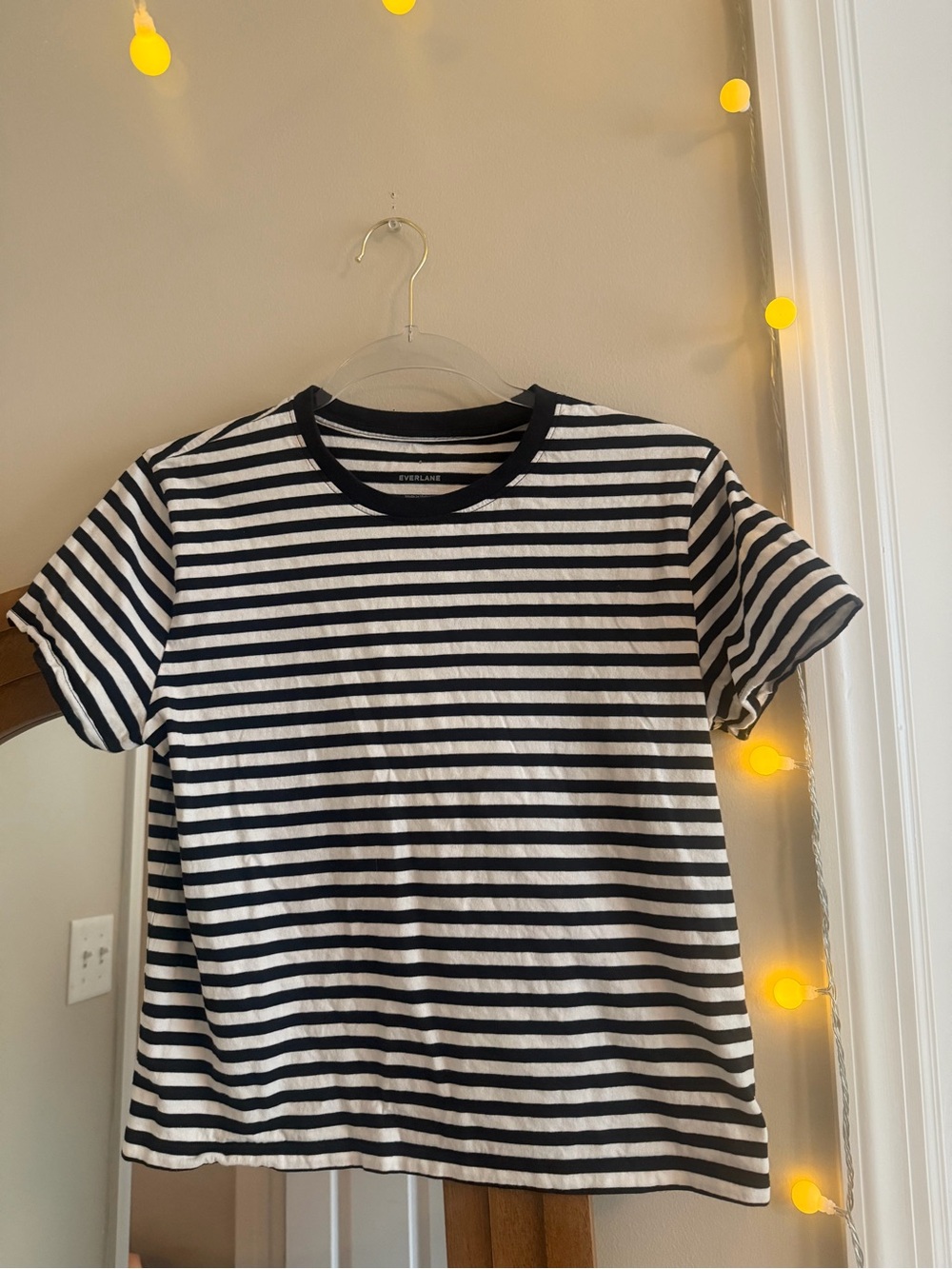 Everlane Black and White Striped Short Sleeve Tee